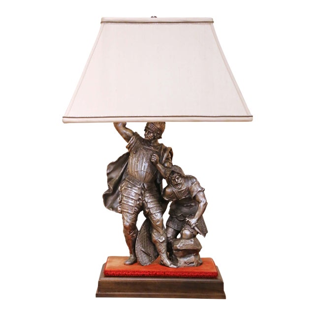 19th Century French Silvered Bronze Figural Sculpture Mounted as Table Lamp For Sale