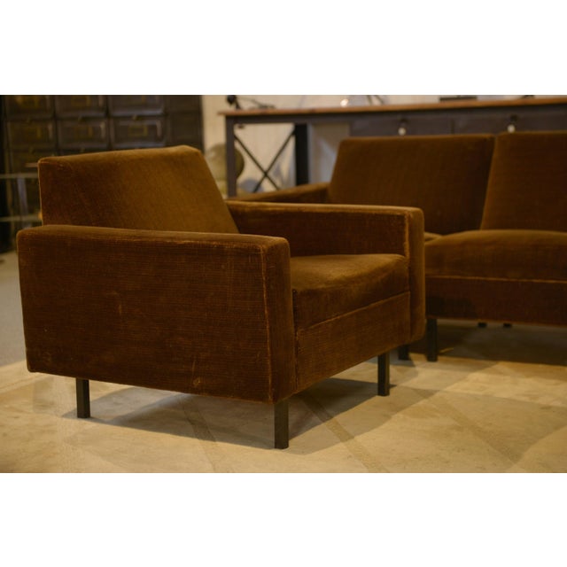 Brown Velvet Sofa and Chairs, 1960s, Set of 3 For Sale - Image 4 of 17