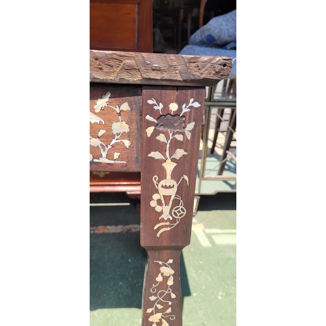 Wood Rare 19th Century Chinese Inlaid Table For Sale - Image 7 of 11