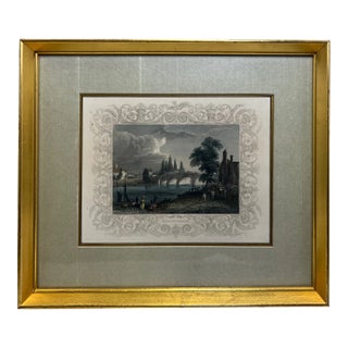 Early 20th Century Engraving of Chertsey Bridge Over the Thames For Sale