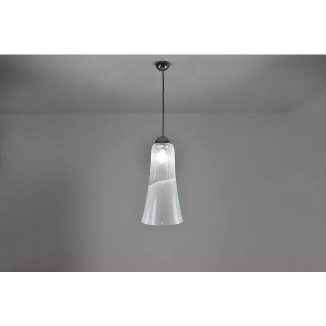 Mid-Century Modern Mazzega Murano Pulegoso Glass Pendant Light, Labelled, Italy, 1970s For Sale - Image 3 of 11