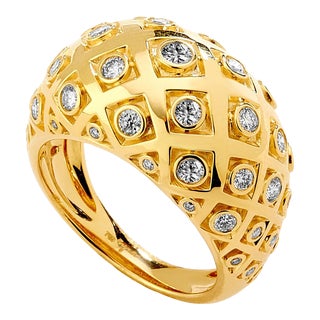 Syna Yellow Gold Mogul Ring with Diamonds For Sale