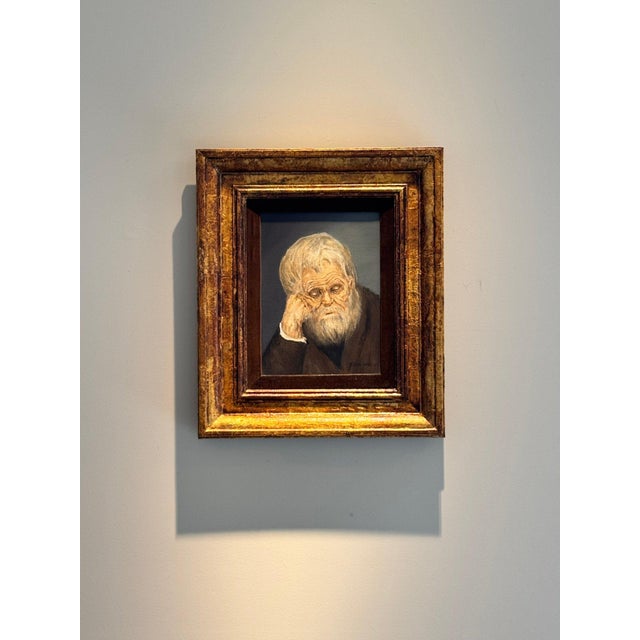 1967 Signed Original Clifton Hofa Oil Portrait – "Contemplating Time" For Sale - Image 11 of 13