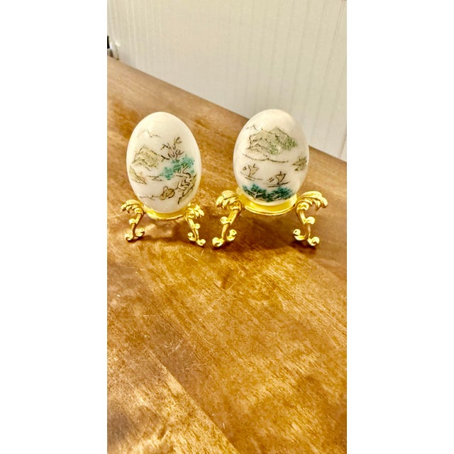 Mid 20th Century Japanese Hand Painted Collectors Eggs For Sale - Image 4 of 10