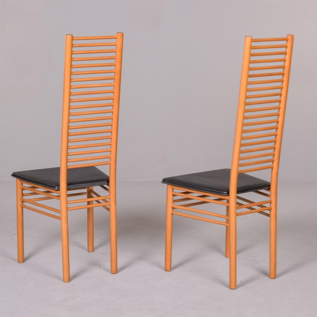 Mid-Century Modern Set of Six Vintage Italian Tall Ladder Back Chairs For Sale - Image 3 of 12