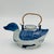 Farmhouse Vintage Blue and White Chinoiserie Ceramic Duck Teapot With Rattan Wrapped Handle For Sale - Image 3 of 10