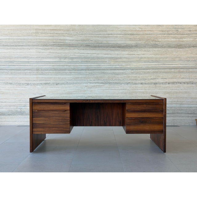 Mid-Century Modern Mid 19th Century Brazilian Rosewood Danish Modern Executive Desk For Sale - Image 3 of 9