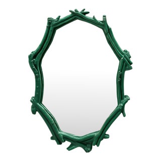 Vintage Green Painted Twig Mirror For Sale