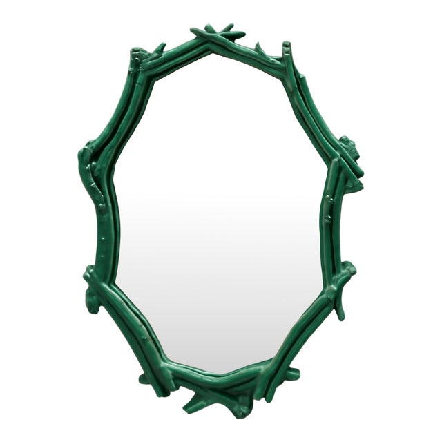 Vintage Green Painted Twig Mirror For Sale