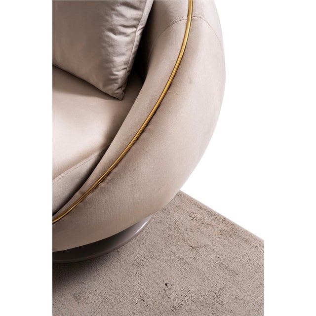 Elysium Neutral 3-Piece Sofa Set by Casa Milano - Curved Modern Luxury With Gold Details For Sale - Image 13 of 16