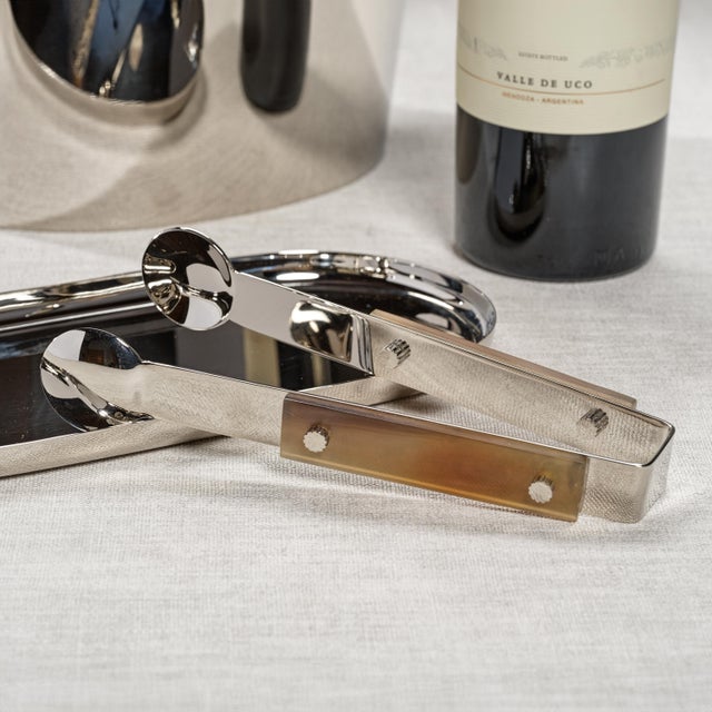 Contemporary Bayeux Steel Ice Tong with Horn Trim For Sale - Image 3 of 3