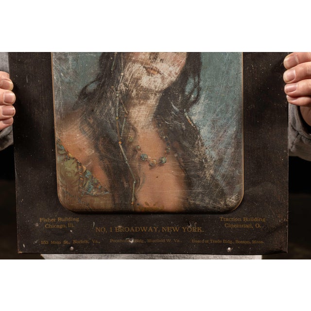 Art Nouveau Early 20th Century Embossed Pocahontas Fuel Co. Advertising Sign For Sale - Image 3 of 6