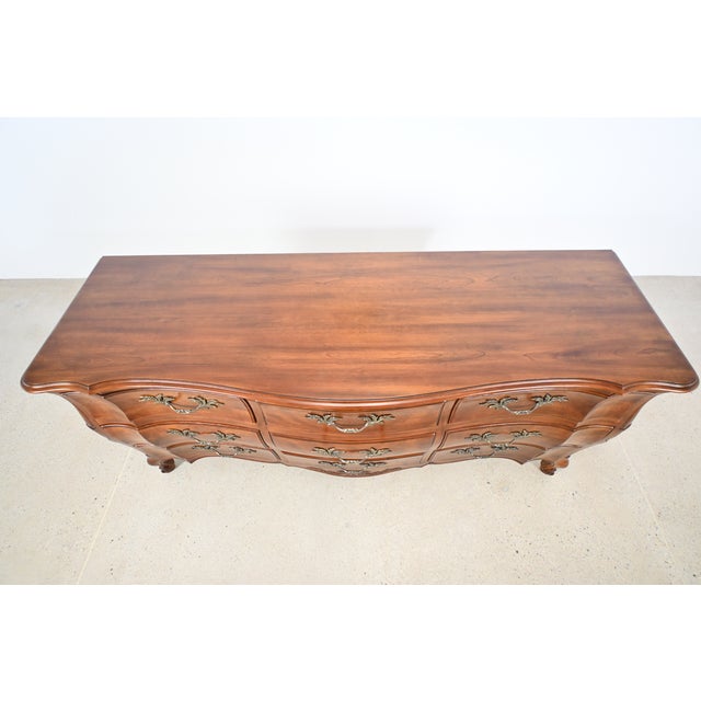 Wood John Widdicomb French Louis XV Style Cherry Bombe Nine Drawer Dresser For Sale - Image 7 of 17