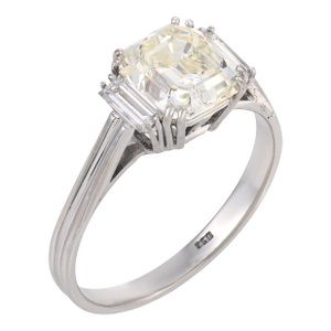 1930s Art Deco Gia 2.37 Carat Diamond 18k White Gold Engagement Ring, Size 8.75