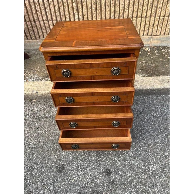 Brown 1940s Chippendale Style Inlaid Walnut Side Chest For Sale - Image 8 of 11
