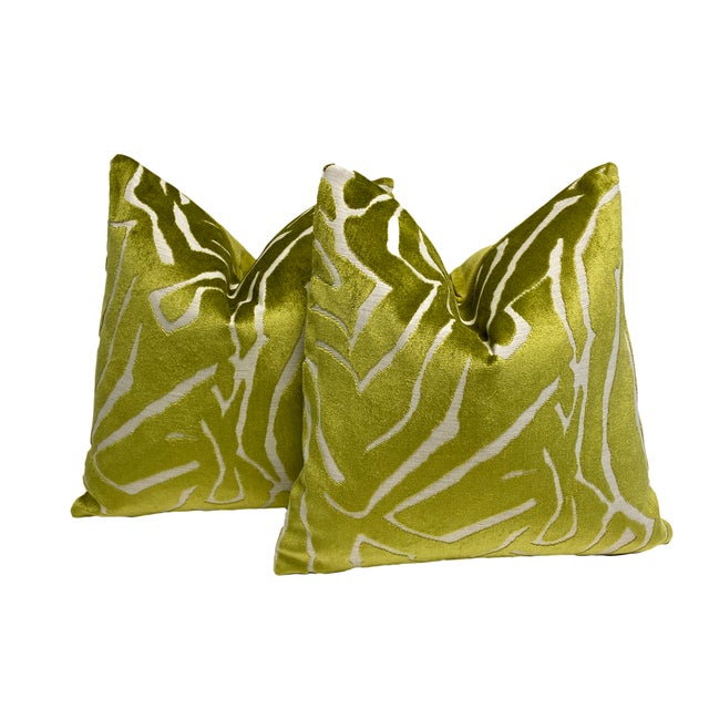 Chartreuse Green Velvet Pillow Cover - 20x20 For Sale - Image 4 of 7