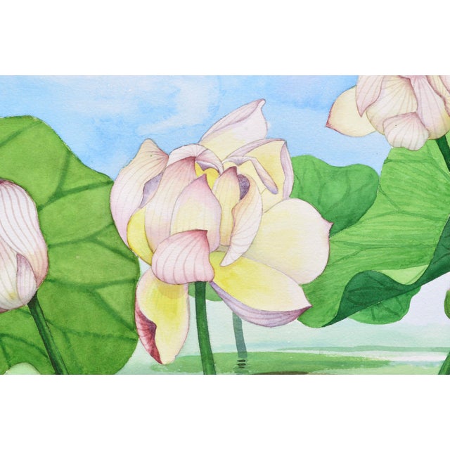 1990s Bird Perched on Water Lilies by David Wang For Sale - Image 5 of 6