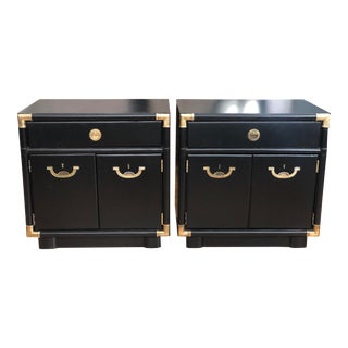 Drexel Campaign Style Nightstands - Set of 2 For Sale