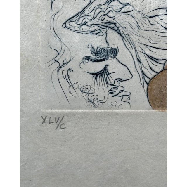 1960s Dali the Hippies the Pagoda Hand Signed Numbered Etching Surreal Rare Art For Sale - Image 4 of 4