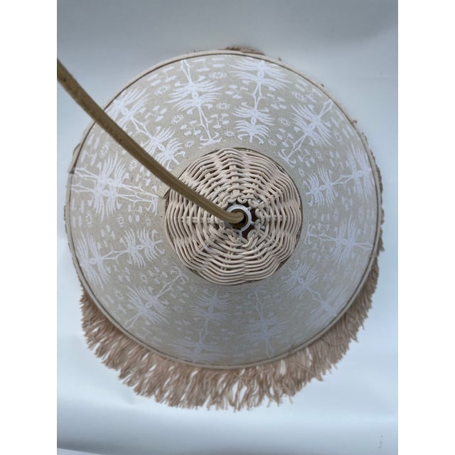 Fringed Hanging Wicker Pendant Light Shade For Sale - Image 6 of 9