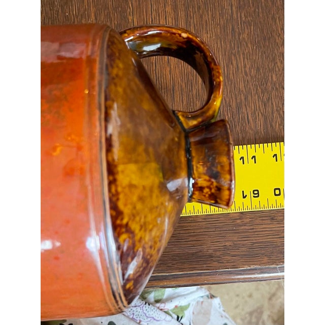 Vintage Stoneware Ceramic Two-Toned Gloss Glazed Red Whiskey Jug W/Rooster Relief Motif. Moonshine, Farmhouse Décor. Country.