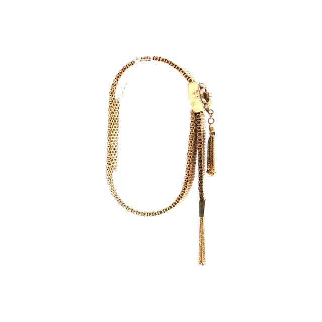 19th Century 19th Century Victorian 10k Yellow Gold Slide Tassel Bracelet With Black Enamel For Sale - Image 5 of 6
