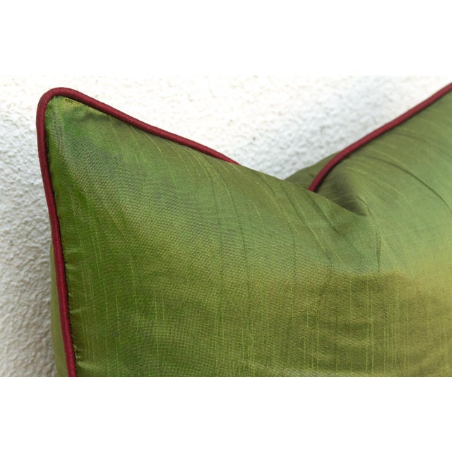 1990s Green Zardozi-Embroidered Silk Pillow Cover, Embroidered Band For Sale - Image 5 of 7