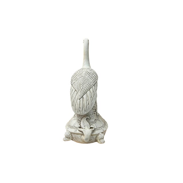 Off-white Vintage Off White Porcelain Crane on Dragon Turtle Fengshui Figure For Sale - Image 8 of 11