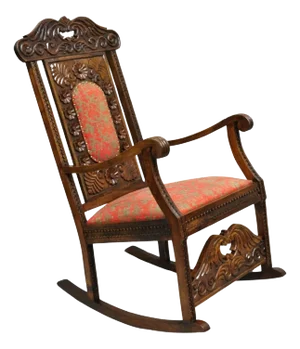 Mid 20th Century Vintage Anglo Indian Renaissance Style Carved Wood Rocker Rocking Chair