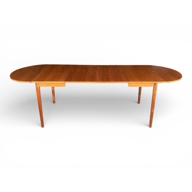 Vintage Danish Modern Teak Dining Table With Carved Tapered Legs For Sale - Image 10 of 18