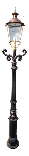 Cast Iron Lamp Post with Round Copper Lantern