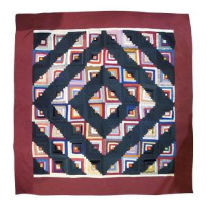 19th Century Wool Log Cabin Quilt From Pennsylvania