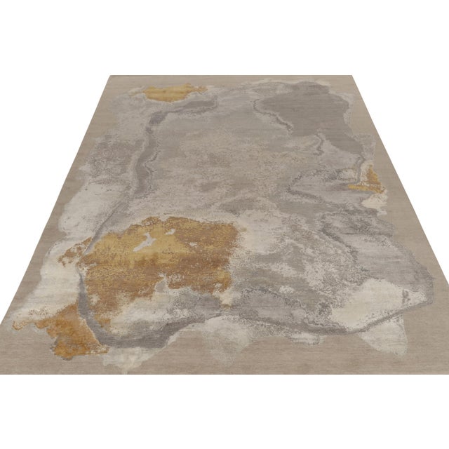 2010s Rug & Kilim’s Abstract Rug in a Silver-Gray, Gold and Brown Patterns For Sale - Image 5 of 7