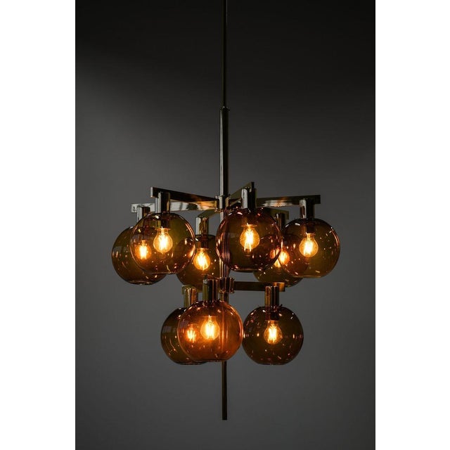 1950s Ceiling Lamp in Brass and Amber Glass by Hans-Agne Jakobsson, 1950s For Sale - Image 5 of 11