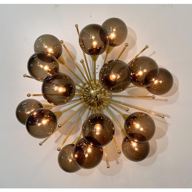21st Century Mezzo Polished Brass Smoky Murano Flush Mount by Fabio LTD For Sale - Image 9 of 9