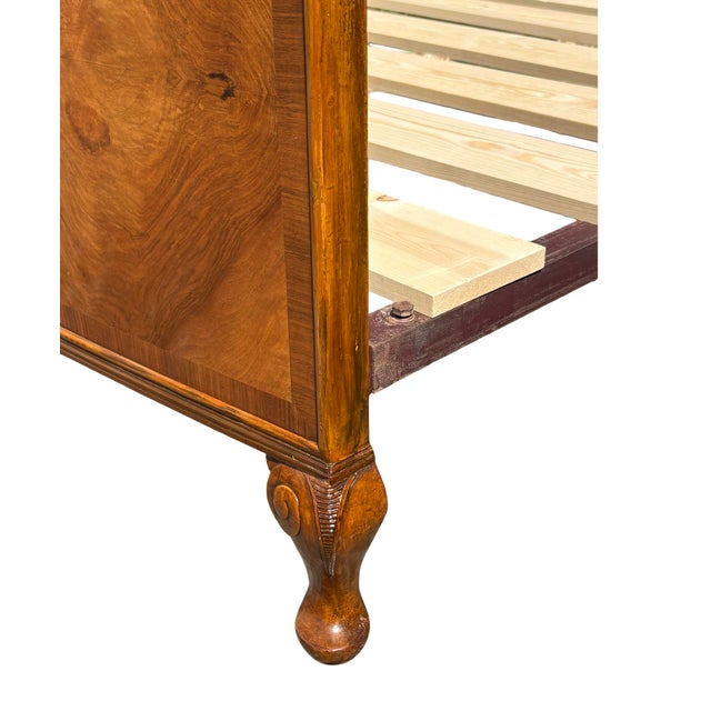 Art Deco Figured Walnut Double Bed, 1920s For Sale - Image 9 of 13