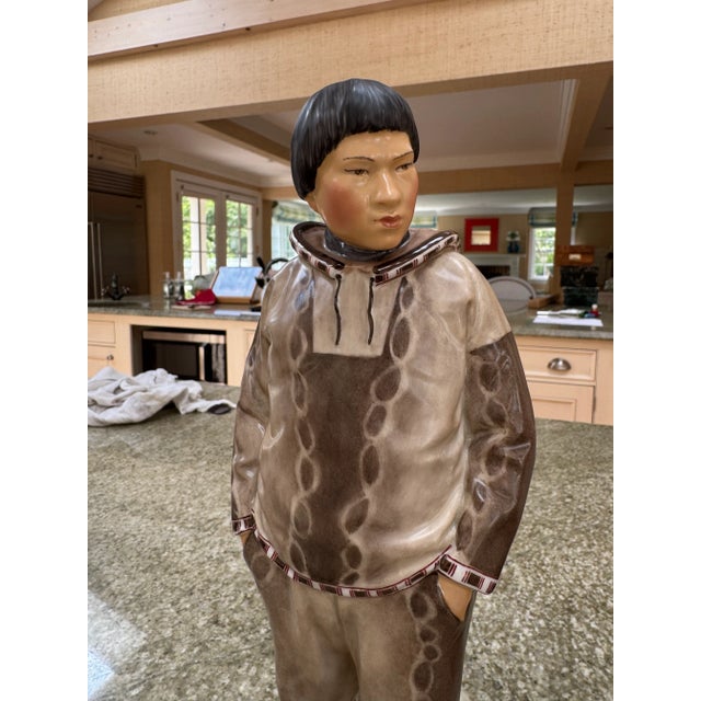 1900 - 1909 Pair of Early 1900s Royal Copenhagen Figurines Carl Martin-Hansen Man and Woman From Greenland For Sale - Image 5 of 16