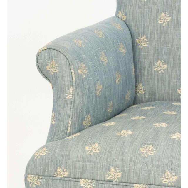 Modern Mitchell Gold Blue Upholstered Armchairs, Pair For Sale - Image 3 of 7