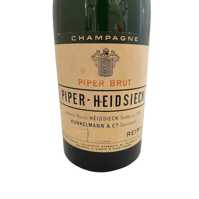 Rare Vintage Piper- Heidsieck Brut Champagne 1949 Jeroboam Sealed Store Display Bottle For Sale - Image 4 of 9