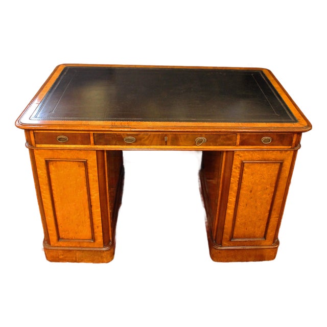 Circa 1860 English Double Pedestal Collector's Chest Desk For Sale