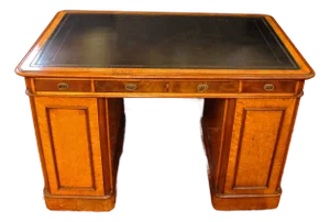 Circa 1860 English Double Pedestal Collector's Chest Desk