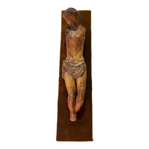 13th Century Period Wood Carved Polychrome Sculpture of Corpus Christi