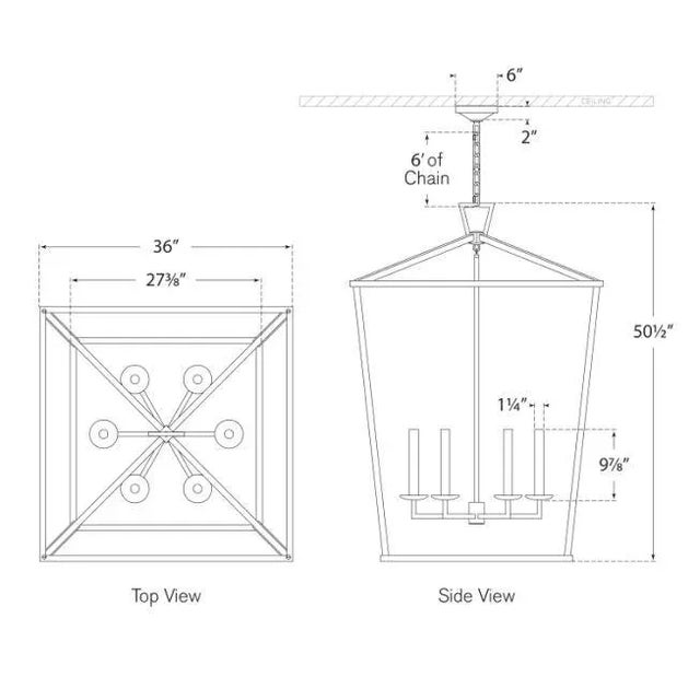 Transitional Chapman & Myers for Visual Comfort Signature Darlana XXL Lantern in Aged Iron For Sale - Image 3 of 3