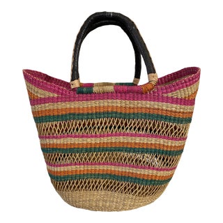 Saint -Tropez Style African Basket 20" H by 20" W For Sale