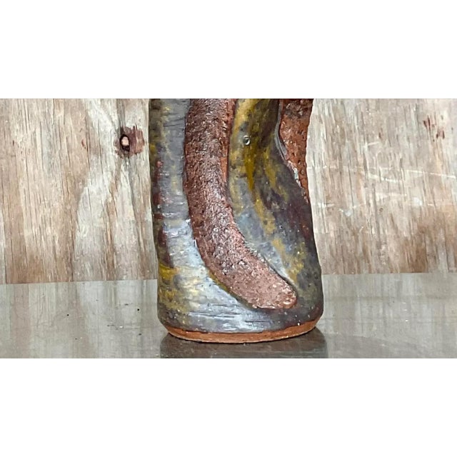 Vintage Boho Abstract Studio Pottery Vase For Sale - Image 11 of 13
