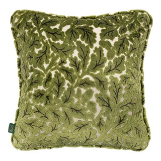 House of Hackney Quercus Medium Piped Velvet Jacquard Cushion - Evergreen For Sale