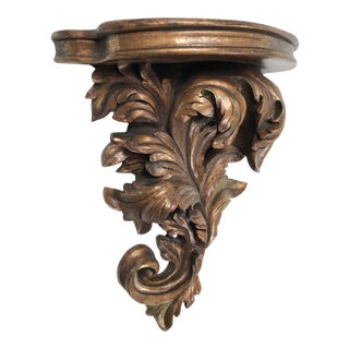 Italian Florentine Bronze Gilt Wood Wall Shelf For Sale