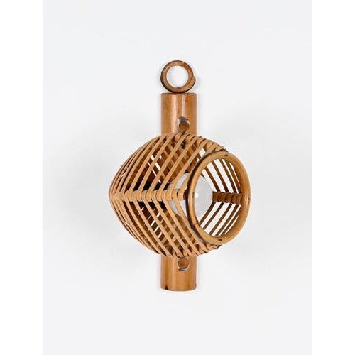 French Riviera Adjustable Sconces in Rattan by Louis Sognot, 1960s, Set of 2 For Sale - Image 4 of 16