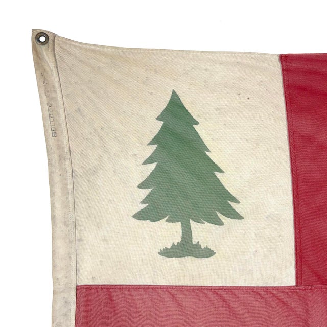 American Vintage Faded Cotton Pine Tree Flag of New England For Sale - Image 3 of 6