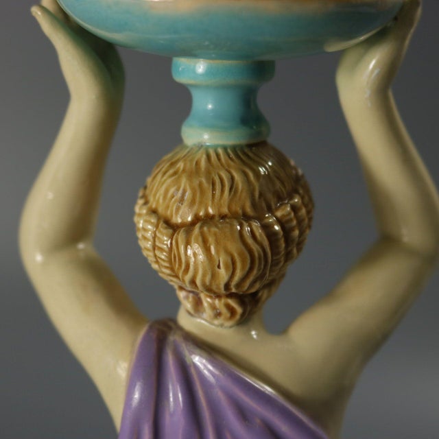 George Jones Majolica Egyptian Figural Candlestick For Sale - Image 12 of 13